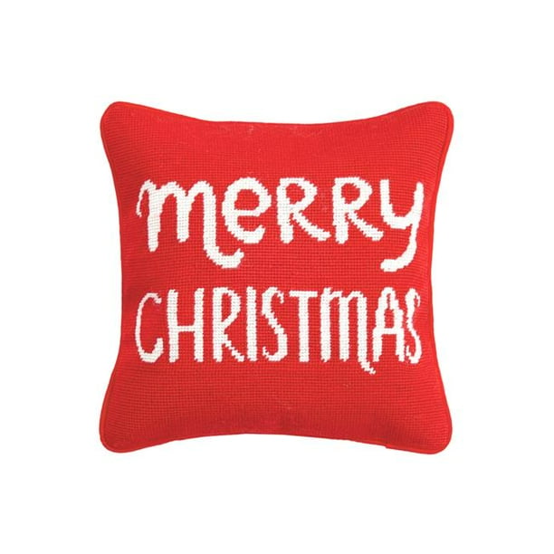 12-inch Square Wool and Cotton Peking Handicraft 31JES193C12SQ Merry Christmas Needlepoint Pillow 12-inch Square Wool and Cotton Peking Handicraft 31JES193C12SQ Merry Christmas Needlepoint Pillow
